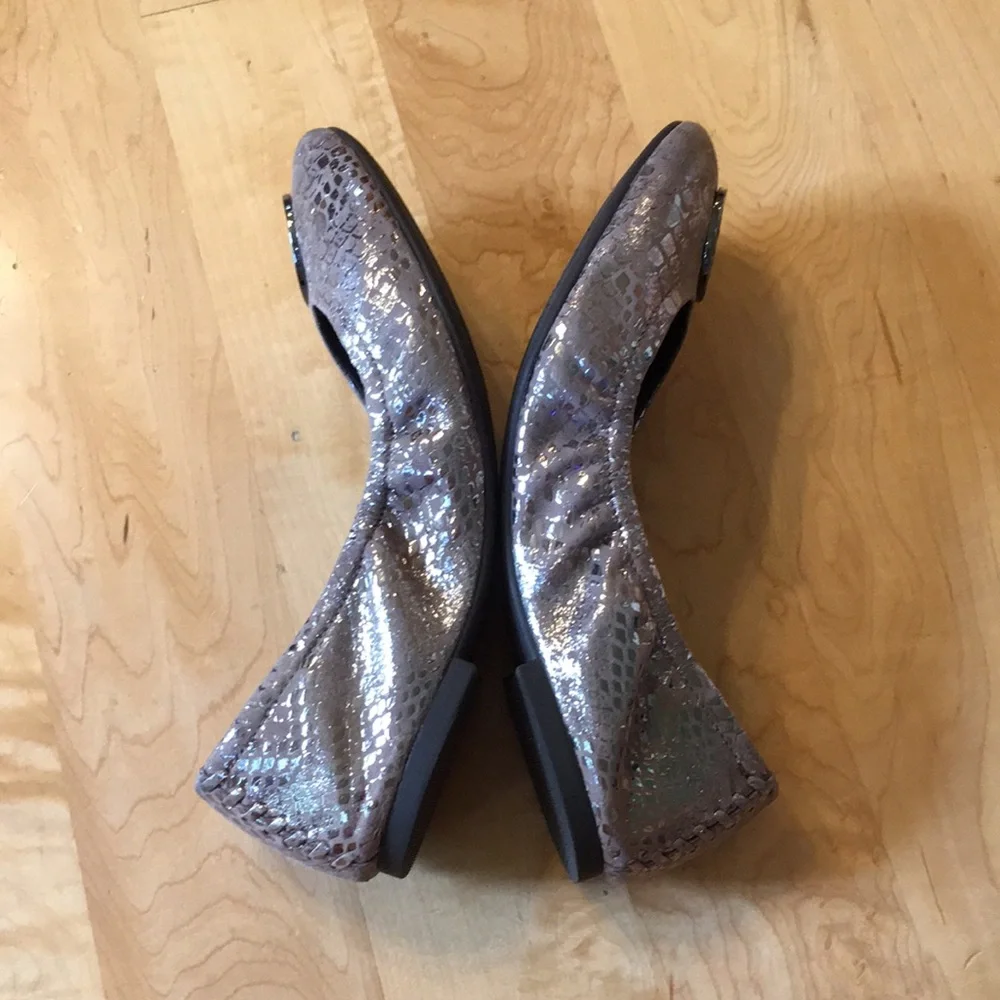 TORY BURCH | Metallic Leather Heidi Flats